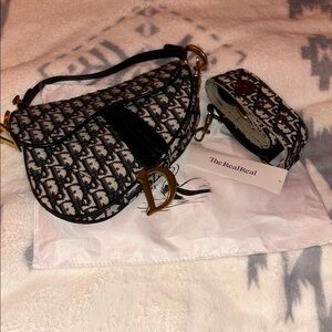 Dior Black and White Saddle Bag